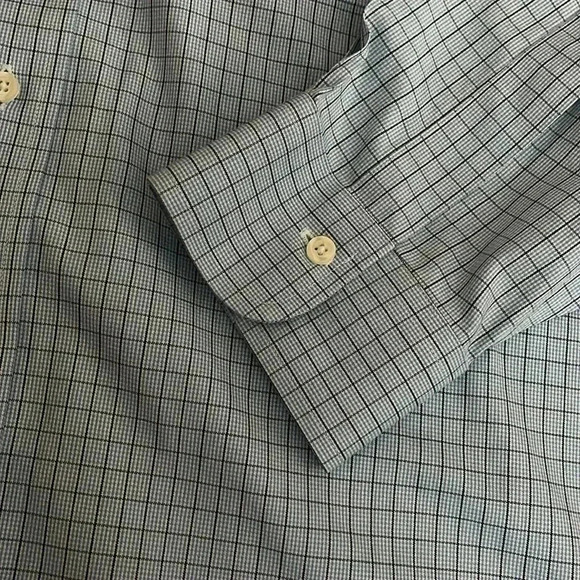 [17.5-17.75]Brooks Brothers Classic Fit  Blue Check Pattern Cotton Dress Shirt - Picture 4 of 8